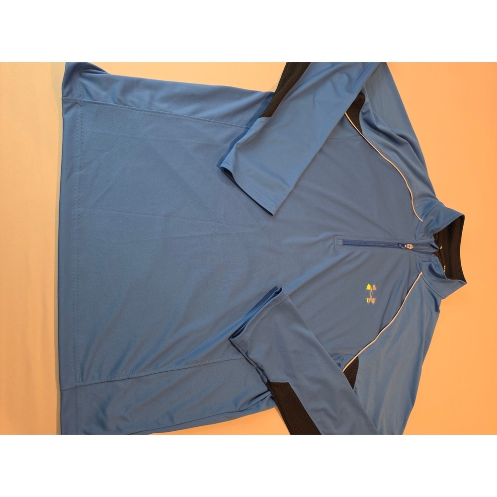 Under Armour Mens XL Allseasongear Run 1/4 Zip Pullover Blue Black Reflective